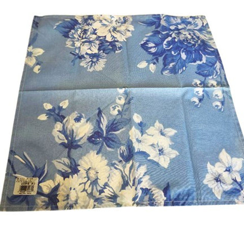 VINTAGE RALPH LAUREN GRACE FLORAL BLUE WHITE NAPKINS SET OF SIX - MADE IN USA