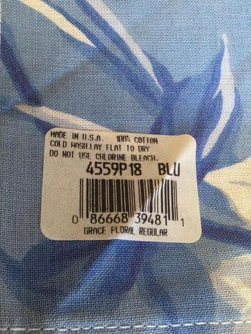VINTAGE RALPH LAUREN GRACE FLORAL BLUE WHITE NAPKINS SET OF SIX - MADE IN USA