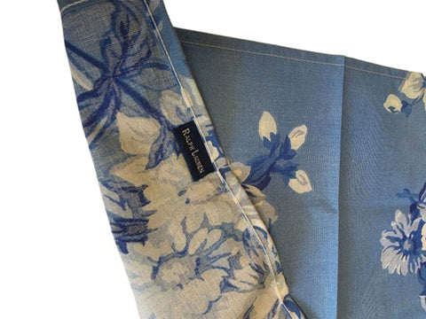 VINTAGE RALPH LAUREN GRACE FLORAL BLUE WHITE NAPKINS SET OF SIX - MADE IN USA