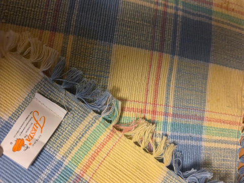 GENUINE FIESTA HOMER LAUGHLIN BLUE & YELLOW PLAID PLACEMAT (SET OF 5)