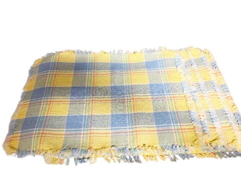 GENUINE FIESTA HOMER LAUGHLIN BLUE & YELLOW PLAID PLACEMAT (SET OF 5)