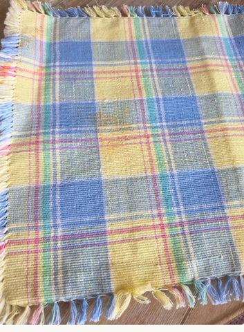 GENUINE FIESTA HOMER LAUGHLIN BLUE & YELLOW PLAID PLACEMAT (SET OF 5)