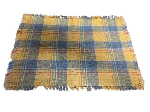 GENUINE FIESTA HOMER LAUGHLIN BLUE & YELLOW PLAID PLACEMAT (SET OF 5)