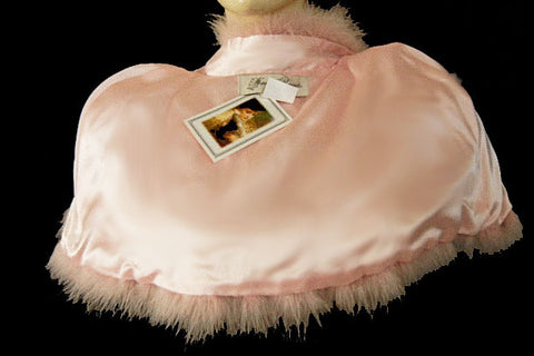 GORGEOUS MARABOU & SATIN STOLE OR BED JACKET IN TICKLE ME PINK PLUS A BONUS OF A LACE-TRIMMED DUST COVER STORAGE BAG - WOULD MAKE A WONDERFUL GIFT