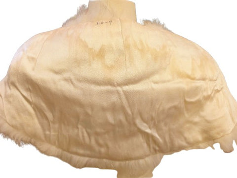 VINTAGE IVORY FOX FUR STOLE - RHINESTONE CLASP - SATIN LINED - HAND WARMER POCKETS - BRIDAL WRAP