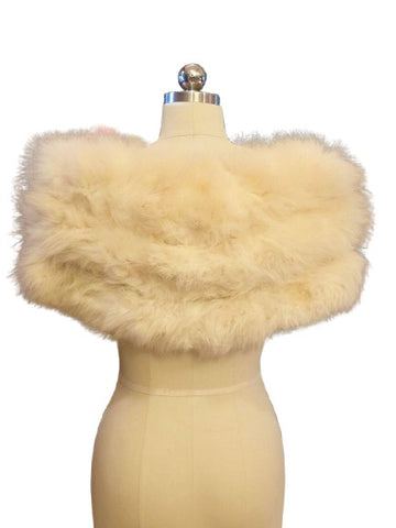 VINTAGE IVORY FOX FUR STOLE - RHINESTONE CLASP - SATIN LINED - HAND WARMER POCKETS - BRIDAL WRAP
