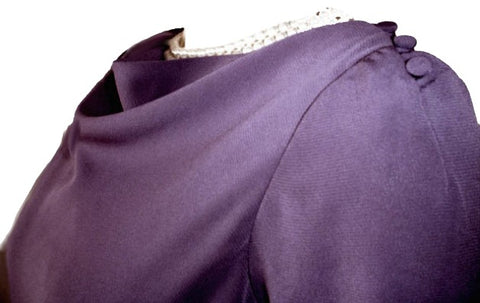 VINTAGE JERRY SILVERMAN BY SAULINO DRAPED DRESS IN SWISS VIOLET