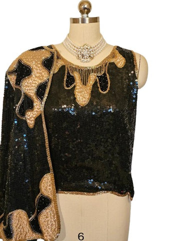 VINTAGE JUDITH ANN CREATIONS SPARKLING SILK BEADED SEQUIN JACKET AND MATCHING SHELL PERFECT FOR A CRUISE, HOLIDAYS, CHRISTMAS NEW YEARS EVE, FORMAL AFFAIR AND  HOLIDAYS