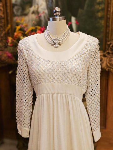 GLAMOROUS VINTAGE 1970s JULIE MILLER AURORA BOREALIS SEQUINS EVENING GOWN