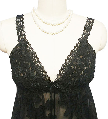 *VINTAGE 80s GLAMOROUS L. A. INTIMATES BURNOUT SHEER & SATIN BABY DOLL SHORTY NIGHTGOWN & PEIGNOIR SET