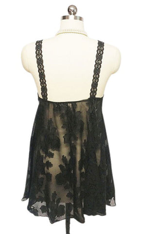 *VINTAGE 80s GLAMOROUS L. A. INTIMATES BURNOUT SHEER & SATIN BABY DOLL SHORTY NIGHTGOWN & PEIGNOIR SET