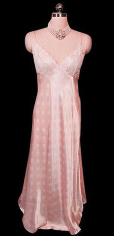 VINTAGE MADE IN ITALY LA PERLA SLIPPY SMOOTH SATIN AND LACE NIGHTGOWN IN POWDER PINK