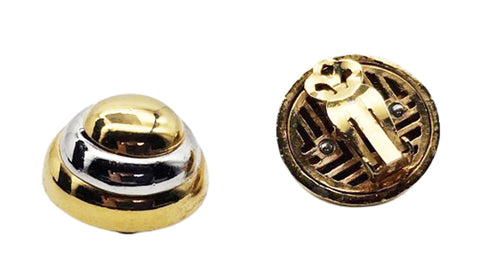 VINTAGE DESIGNER LAVIN PARIS GOLD TONE BEE HIVE CLIP ON SIGNATURE EARRINGS