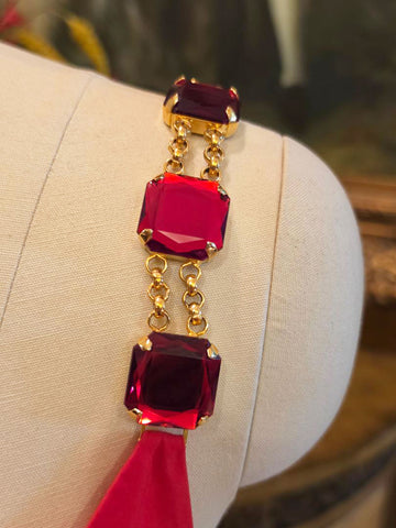 VINTAGE LEONIA POLVANI - ITALY - RHINESTONE CHAIN STRAPS - RED ITALIAN SUMMER TOP
