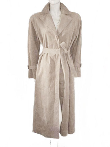 GORGEOUS LILLI ANN '70s ULTRASUEDE CLASSIC TRENCH COAT IN TAUPE - WASHABLE