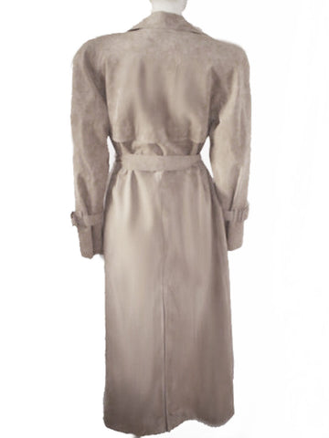 GORGEOUS LILLI ANN '70s ULTRASUEDE CLASSIC TRENCH COAT IN TAUPE - WASHABLE