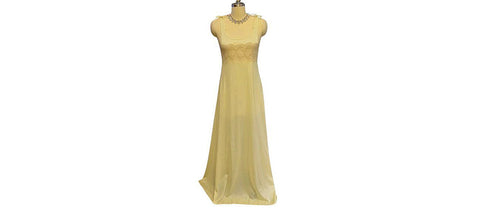 VINTAGE FORMFIT ROGERS LIME NIGHTGOWN WITH SCALLOPED IVORY LACE & BOW STRAPS