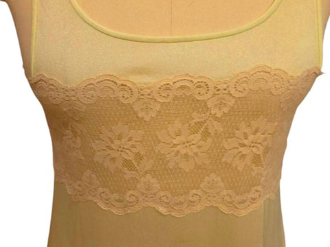VINTAGE FORMFIT ROGERS LIME NIGHTGOWN WITH SCALLOPED IVORY LACE & BOW STRAPS