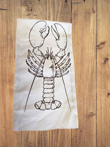 VINTAGE OVERSIZED IVORY AND BROWN LOBSTER NAPKINS - SET OF 4 - COASTAL TABLE LINENS