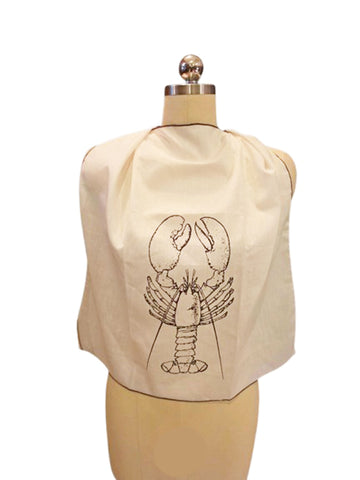 VINTAGE OVERSIZED IVORY AND BROWN LOBSTER NAPKINS - SET OF 4 - COASTAL TABLE LINENS