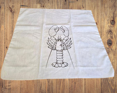 VINTAGE OVERSIZED IVORY AND BROWN LOBSTER NAPKINS - SET OF 4 - COASTAL TABLE LINENS