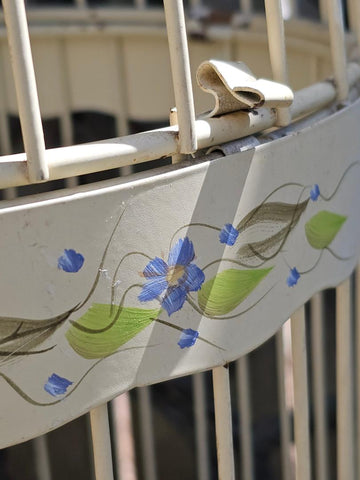 VINTAGE METAL BIRD CAGE HAND PAINTED VIOLETS FLORAL BUTTERCUP YELLOW SHABBY CHIC FRENCH COUNTRY COTTAGE