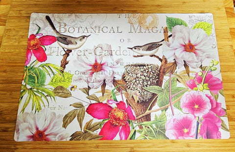 MICHAEL DESIGN WORKS LUSH BOTANICAL MAGICAL GARDEN PAPER PLACEMATS FLORAL BIRDS BUMBLEBEE