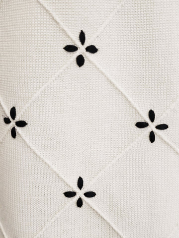 VINTAGE MARCO POLO KNIT DRESS & JACKET SET – WHITE WITH NAVY TRIM & BASKET WEAVE – MADE IN HONG KONG – 1970S MADE IN HONG KONG  SUNDAY BRUNCH CHARM  LADIES LUNCHEON