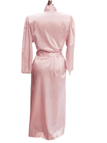 VINTAGE NATORI SAKS FIFTH AVENUE SATINY PEIGNOIR WITH FABULOUS FLORAL EMBROIDERY