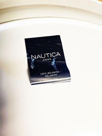 NAUTICA HOME BLUE WHITE MELAMINE OVAL PLATTER 13X18 ABSTRACT DESIGN TRAY