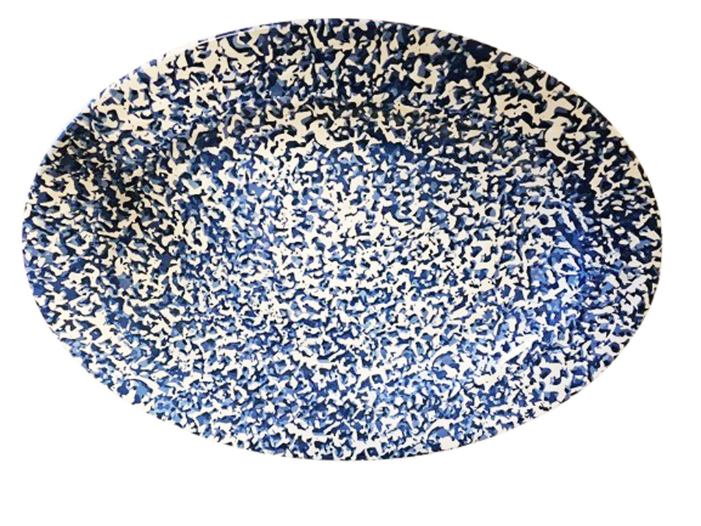 NAUTICA HOME BLUE WHITE MELAMINE OVAL PLATTER 13X18 ABSTRACT DESIGN TRAY