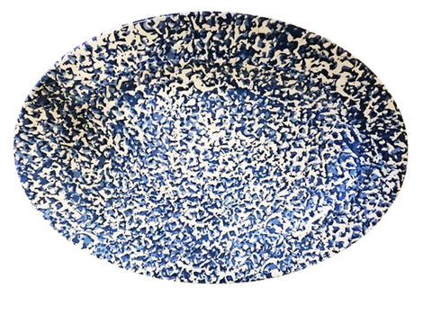 NAUTICA HOME BLUE WHITE MELAMINE OVAL PLATTER 13X18 ABSTRACT DESIGN TRAY