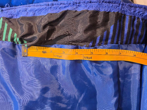 VINTAGE NEIMAN MARCUS SAPPHIRE BLUE SATINY QUILTED ROBE - HONG KONG -  STEP-IN ZIP FRONT - LOUNGE ROBE