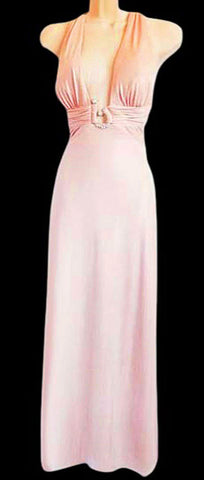 NEW - GLAMOROUS NW NIGHTWAY PALE PINK GOLD SHEEN RHINESTONE EVENING GOWN, CRUISE