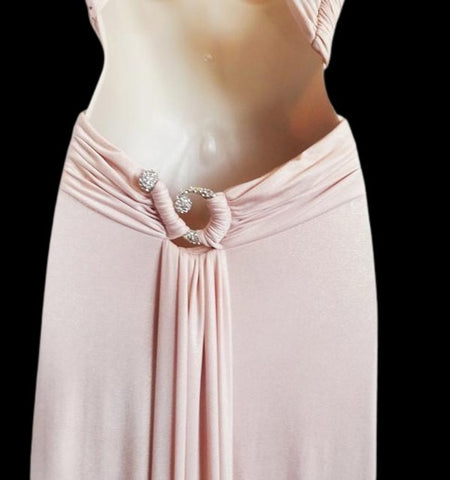 NEW - GLAMOROUS NW NIGHTWAY PALE PINK GOLD SHEEN RHINESTONE EVENING GOWN, CRUISE