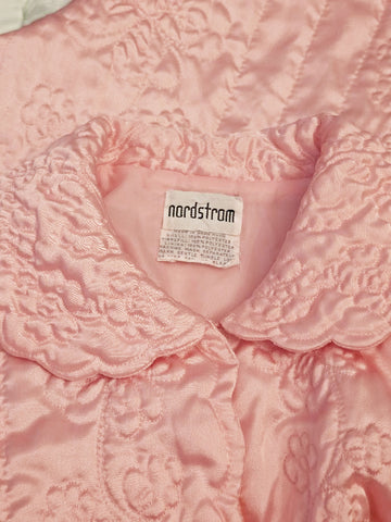 VINTAGE NORDSTROM QUILTED ROBE MADE HONG KONG IN FROSTED PINK PEARL