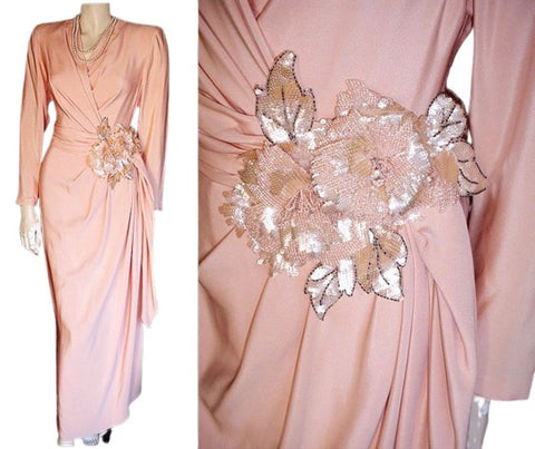 RARE VINTAGE ANDREA ODICINI COUTURE - AMEN WARDY EVENING GOWN - MADE IN ITALY - METAL ZIPPER
