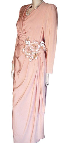 RARE VINTAGE ANDREA ODICINI COUTURE - AMEN WARDY EVENING GOWN - MADE IN ITALY - METAL ZIPPER