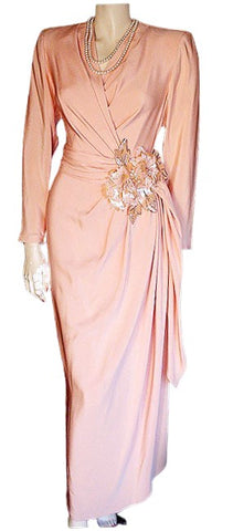 RARE VINTAGE ANDREA ODICINI COUTURE - AMEN WARDY EVENING GOWN - MADE IN ITALY - METAL ZIPPER