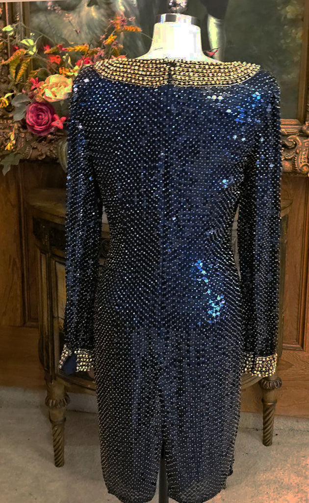 black tie oleg cassini sequin dress Silk mini dress