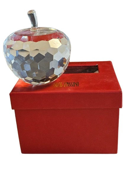 OLEG CASSINI SPARKING CRYSTAL FACETED APPLE PAPERWEIGHT - (1 PAPERWEIGHT)