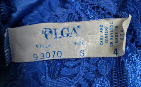 VINTAGE OLGA LACE SILKY NYLON PEIGNOIR IN SAPPHIRE