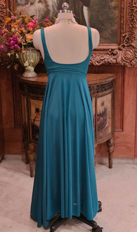 VINTAGE OLGA BODYSILK SPANDEX LACE GRAND SWEEP NIGHTGOWN IN SEA DRAGON OVER 19 FEET CIRCUMFERENCE