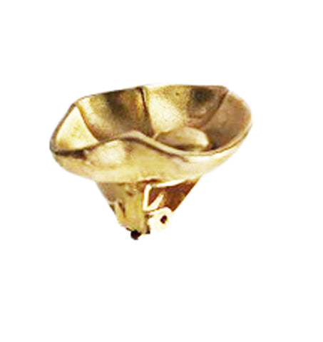 VINTAGE DESIGNER OSCAR DE LA RENTA GOLD TONE BLOSSOM CLIP ON SIGNATURE EARRINGS