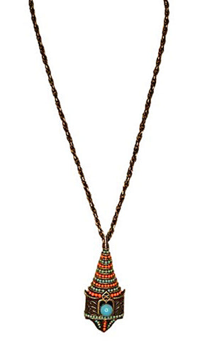 VINTGE PARKLANE PAGODA CHAIN PENDANT NECKLACE IN GORGEOUS COLORS EXCELLANT WORKMANSHIP