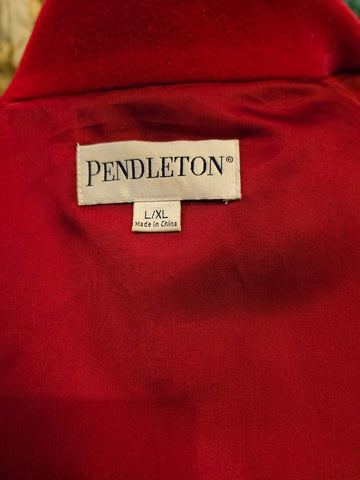 PENDLETON RED 100% MERINO WOOL BELTED COAT HOLLYWOOD BACK L/XL FITS 10-12