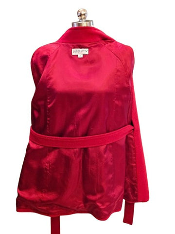 PENDLETON RED 100% MERINO WOOL BELTED COAT HOLLYWOOD BACK L/XL FITS 10-12