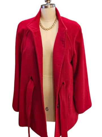 PENDLETON RED 100% MERINO WOOL BELTED COAT HOLLYWOOD BACK L/XL FITS 10-12
