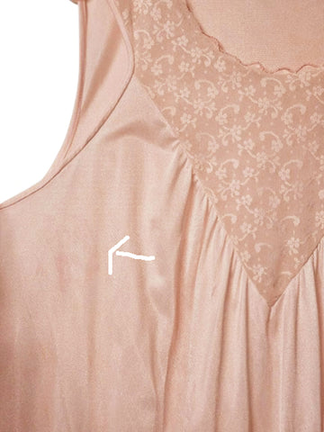 VINTAGE MOVIE STAR PALE PINK NYLON PEIGNOIR & NIGHTGOWN - LACE SCALLOPED 1960s / 1970s LARGE SIZE