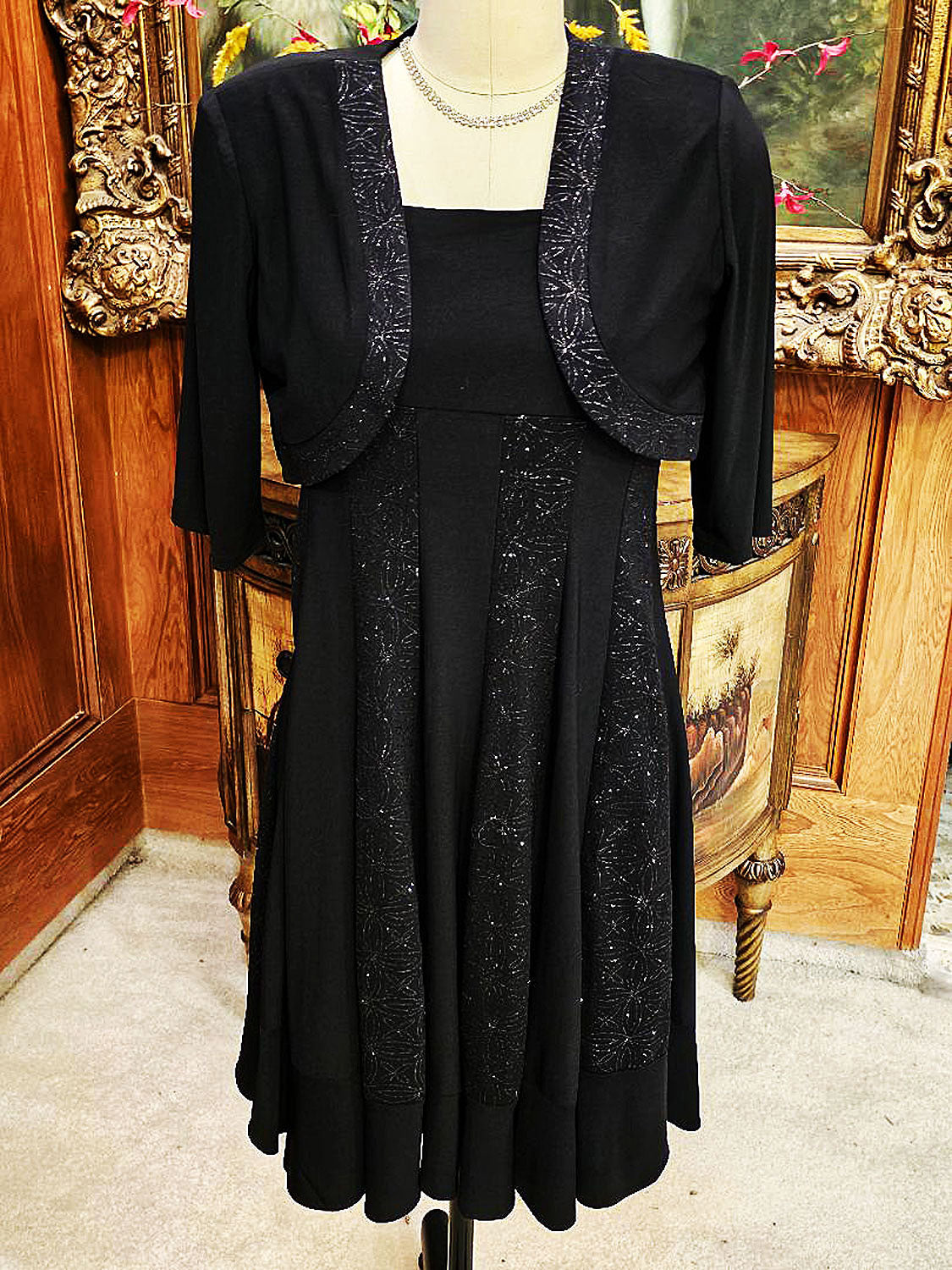 Bolero Cocktail Dress With Cardigan Inspire Chic Women's Floral Lace Evening 3/4 Sleeves Formal Elegant Bolero Cocktail Dress With Cardigan Inspire Chic Women's Floral Lace Evening 3/4 Sleeves Formal Elegant